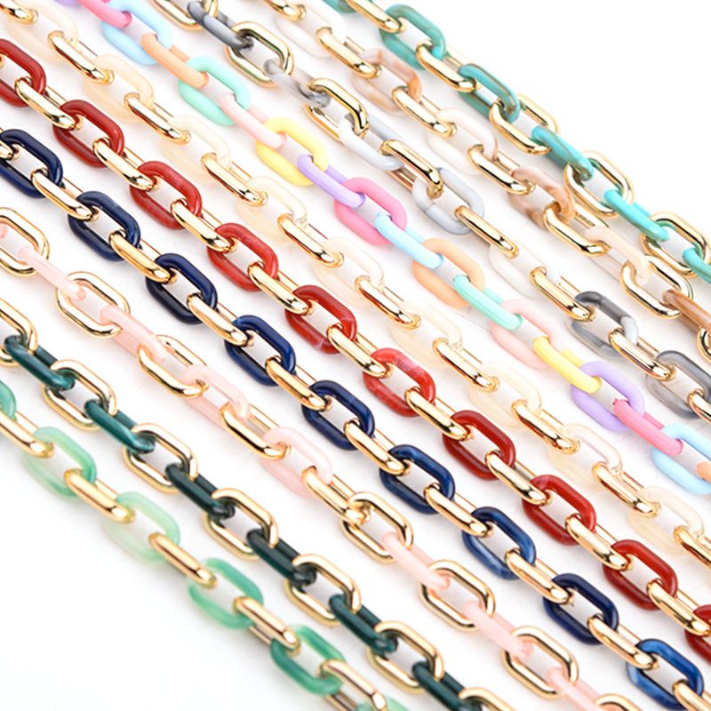 Collana in acrilico con cerchio liscio versatile INS, moda fai da te, catena per maschera staccabile, accessori per gioielli_voghion.com