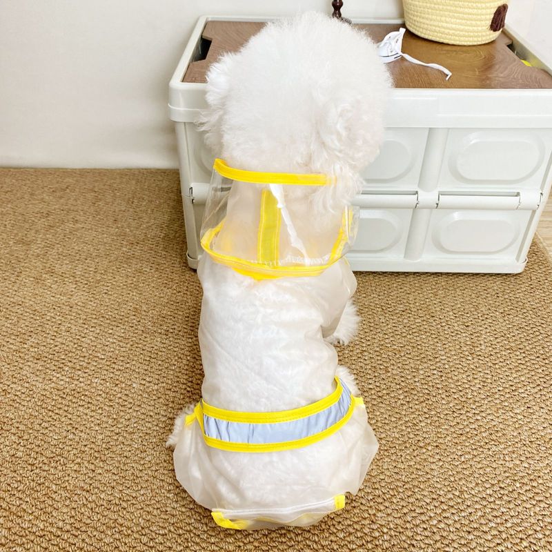 New Pet For Dogs, Four-Legged Transparent With Tail Cover, Reflective Strips, Hooded Dog Raincoat_voghion.com