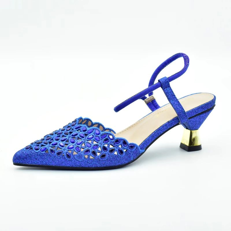 Women's pointy perforated drill heels with bag set banquet shoes bag_voghion.com