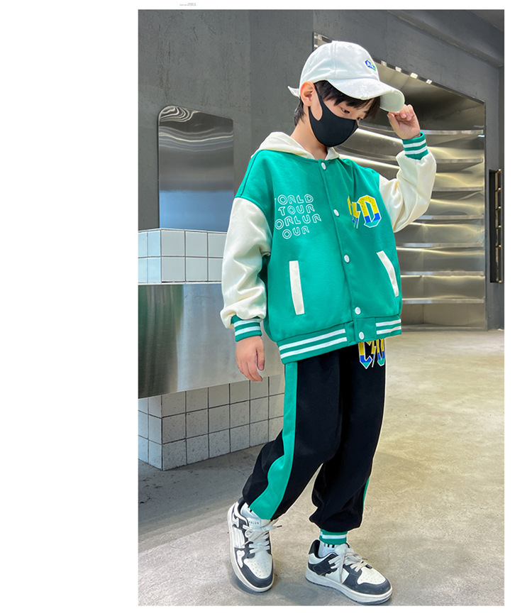 Pull de sport à capuche pour enfants, ensemble deux pièces, de taille moyenne à grande, vêtements de printemps et d'automne, nouvelle collection 2023_voghion.com