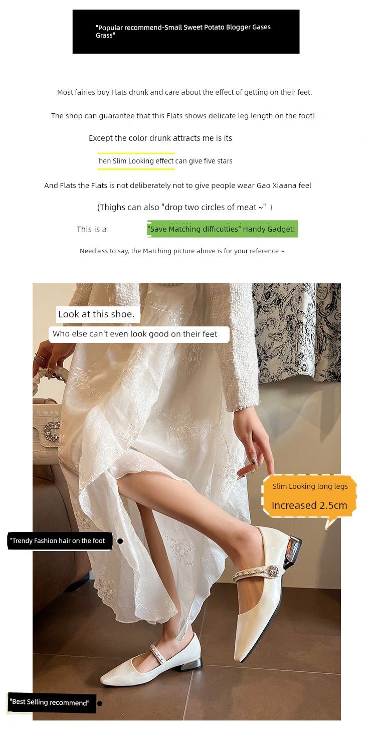 Echtes Leder Französisch Stil Elegante Mary Jane Blockabsatz Single-Layer Frauen 2025 Neue Frühling Flache Mund Weiß_voghion.com