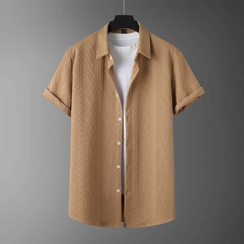 Herrenbekleidung Modetrend Freizeit Sport Strickmuster Kurzarm Zweiteiliger Anzug_voghion.com