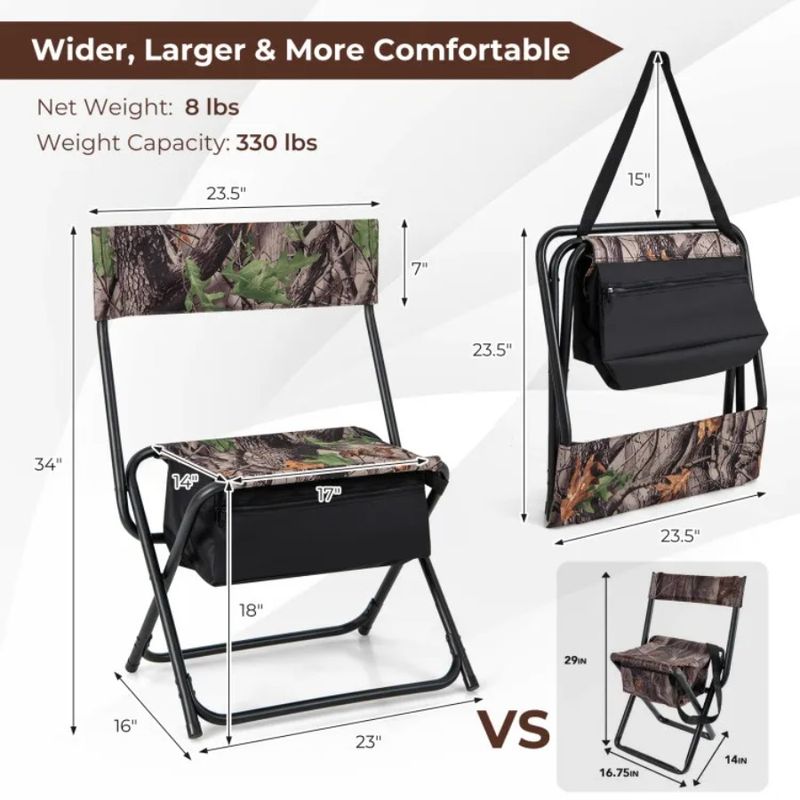 For Patio With Foldable Hiking Chair Storage Backrest Pocket Camping_voghion.com
