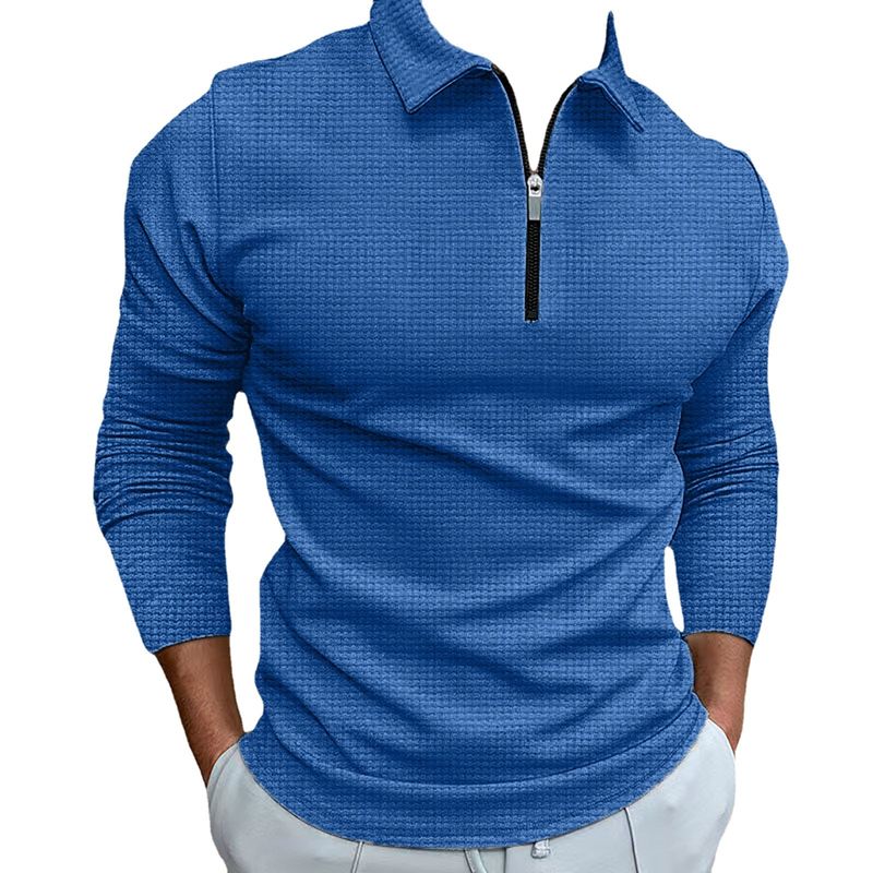 Ironclad GentIronclad Gent Herbst Neues Waffel-Reißverschluss-Langarm-Poloshirt Herren-T-Shirt-Oberteil_voghion.com
