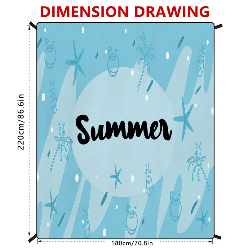 Anpassbare Strandmatte mit Sommerdruck – wasserdicht, schnelltrocknend und sandabweisend (180 x 200 cm, Polyester, für Strand, Picknick und Reisen)_voghion.com