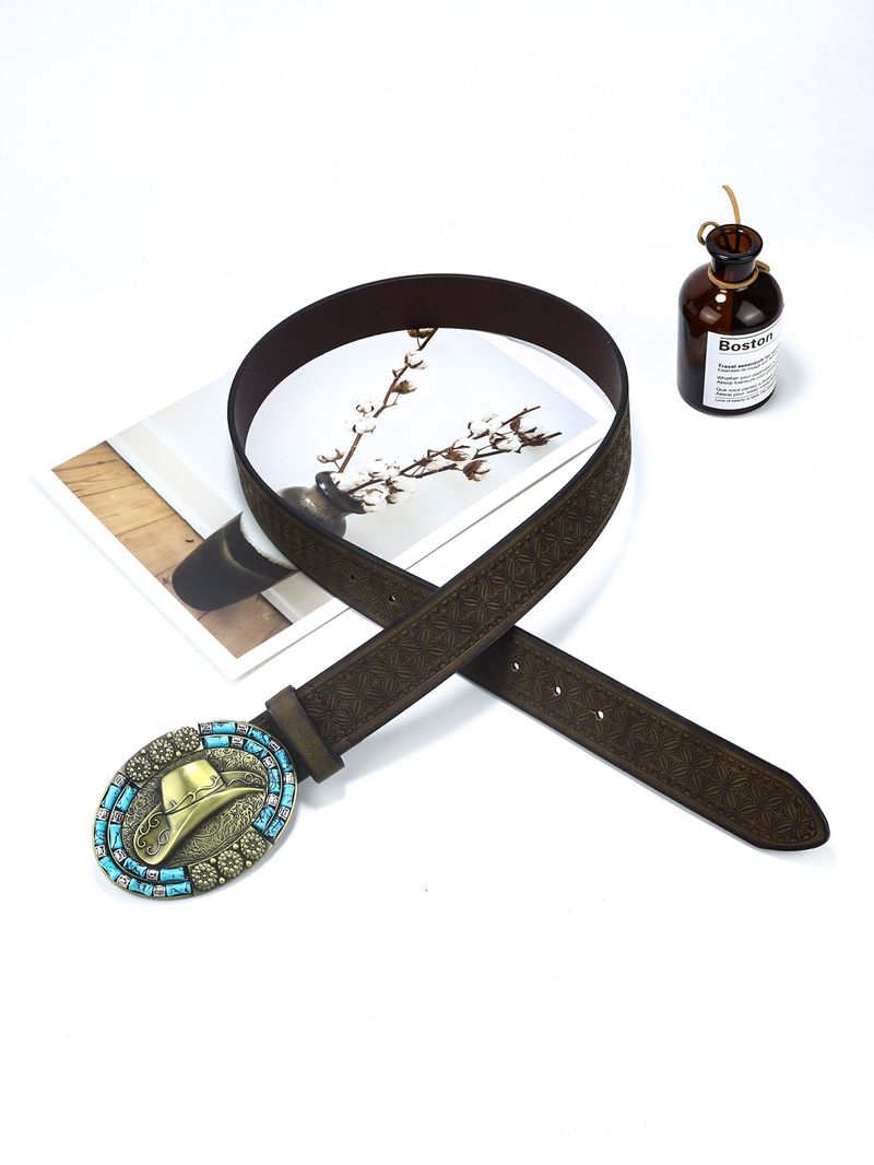 Uus meeste läänelik teksarihm, hobuserakmed, suur lukk, trendikas retromüts, punk PU vöökoht_voghion.com