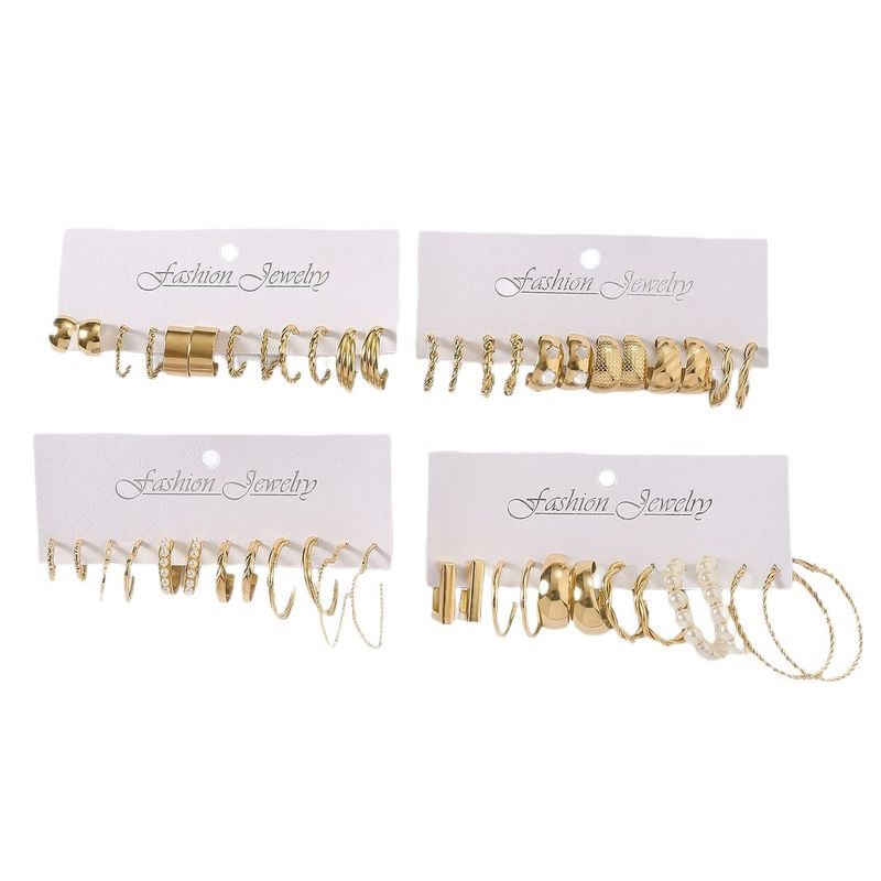 Ensemble de boucles d'oreilles pour femmes de forme géométrique, plusieurs pièces, créoles unies exagérées_voghion.com
