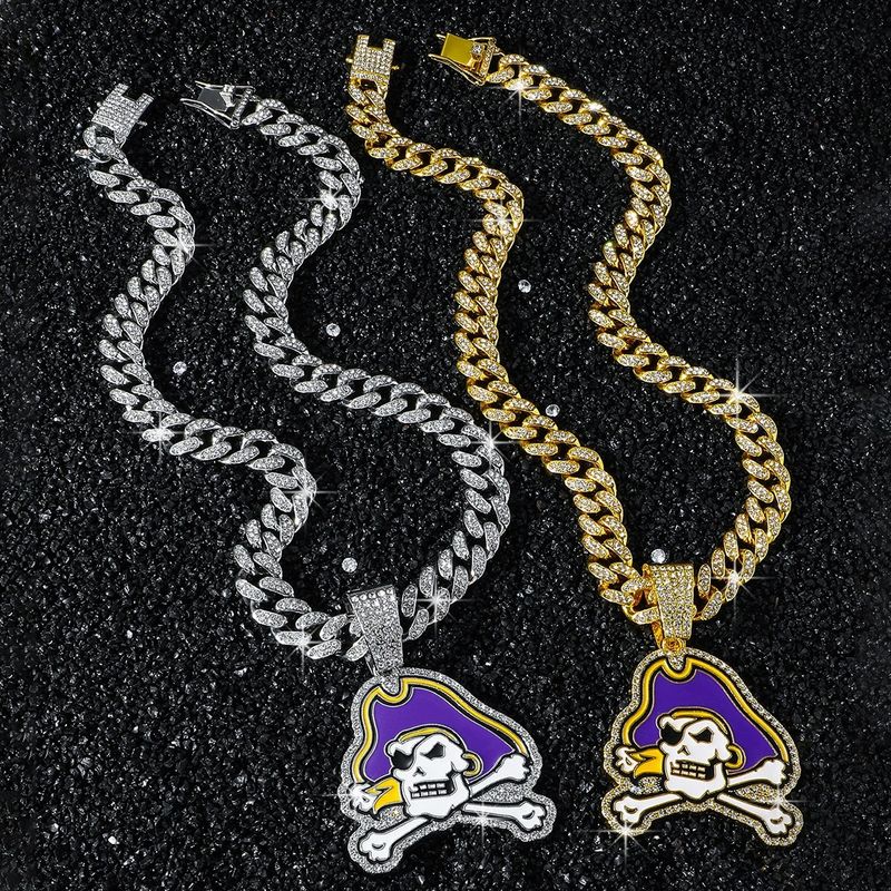 Accessories Men's Versatile Hip-Hop Necklace Fashion Trendy Full Diamond Skull Pirate Pendant_voghion.com
