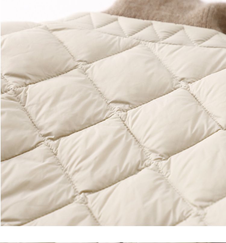 "Quilted Puffer Jacket With Mandarin Collar & Petal Sleeves - Korean-Inspired Streetwear Coat In Diamond Stitch (Black/Beige/Mocha/Pistachio)"_voghion.com