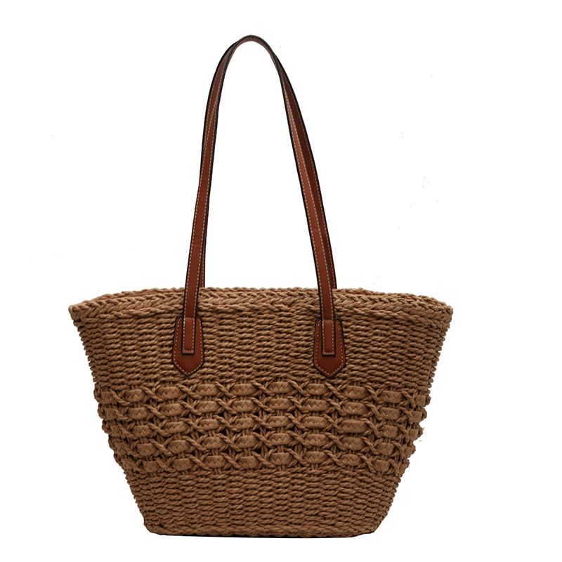 Gewebter Strohhalm für Frauen, große Kapazität, 2025, neuer Urlaub, vielseitige Schulterkorb-Handtasche, Strandtasche_voghion.com