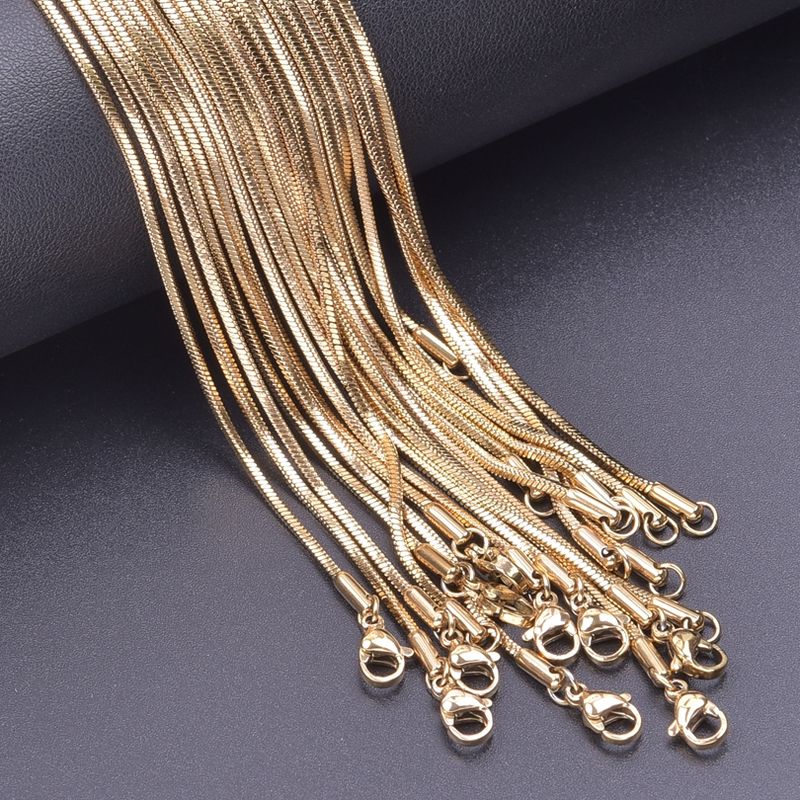 Klar lager 1/5/10 stk 45-60 cm Firkantet Snake Chain Halskjede DIY Smykker Making Supplies Gullfarge Rustfrie stålkjeder for kvinner_voghion.com