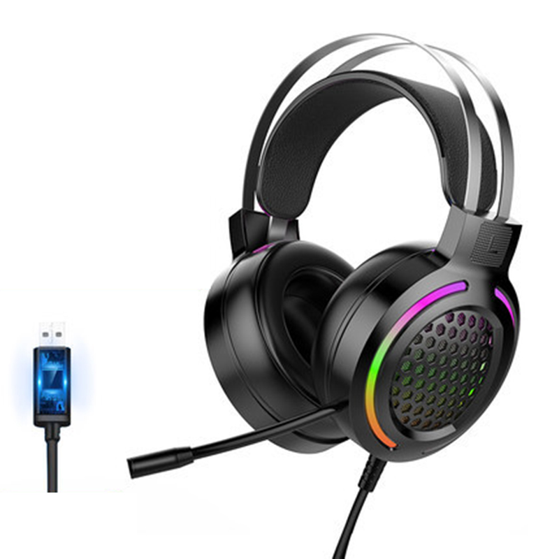 Šuplje RGB svjetlosne žičane slušalice s jakim basom i mikrofonom za telefon/prijenosno računalo_voghion.com