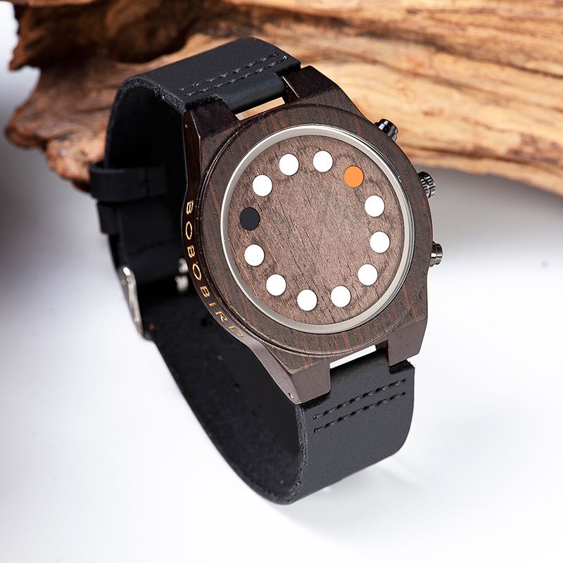 BOBO BIRD Holzuhr Freizeit Multifunktionale Kreative Grüne Sandelholzuhr_voghion.com