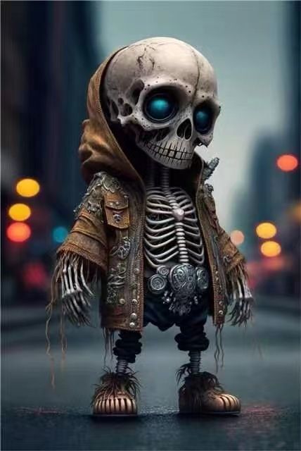 Nouvelle figurine en résine de poupée squelette d'Halloween - Alien, festival de fantômes, fête de dessin animé, décoration de table et de jardin_voghion.com