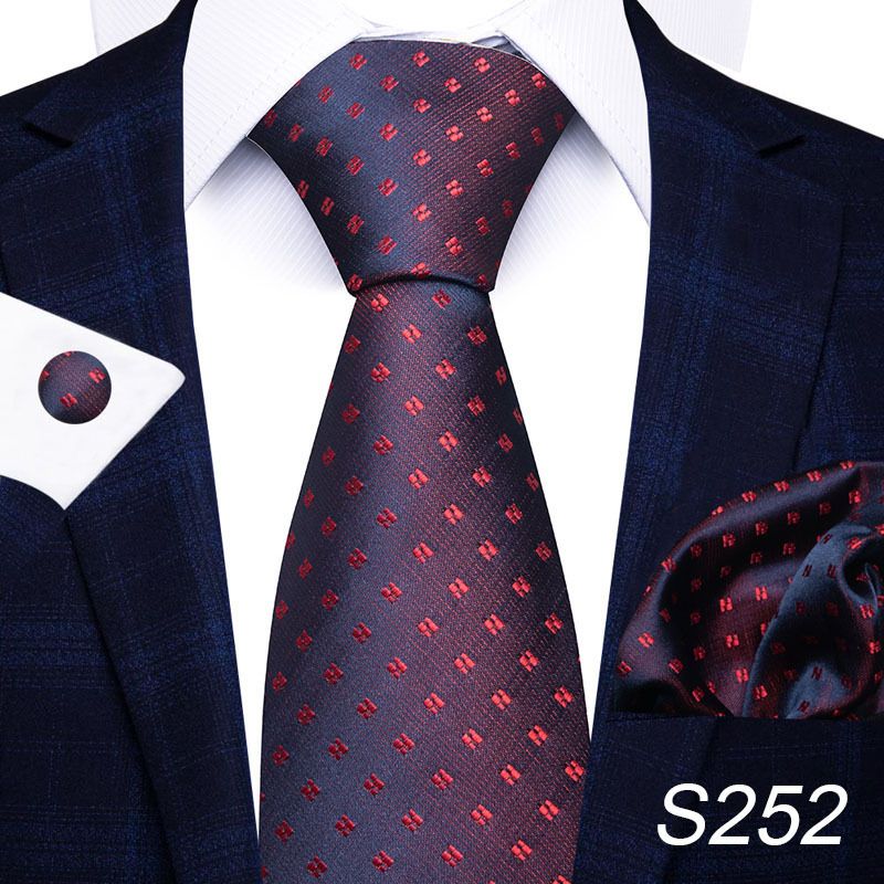 Corbata de seda de poliéster de alta calidad unisex para hombre, corbata formal de color sólido, bolsillo, toalla, gemelos, juego de jacquard_voghion.com
