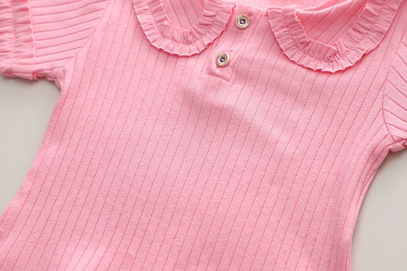 Set da bambina a maniche corte 2024 Nuovo abito da donna con colletto ribaltabile Set da due pezzi, moda estiva per bambini alla moda_voghion.com