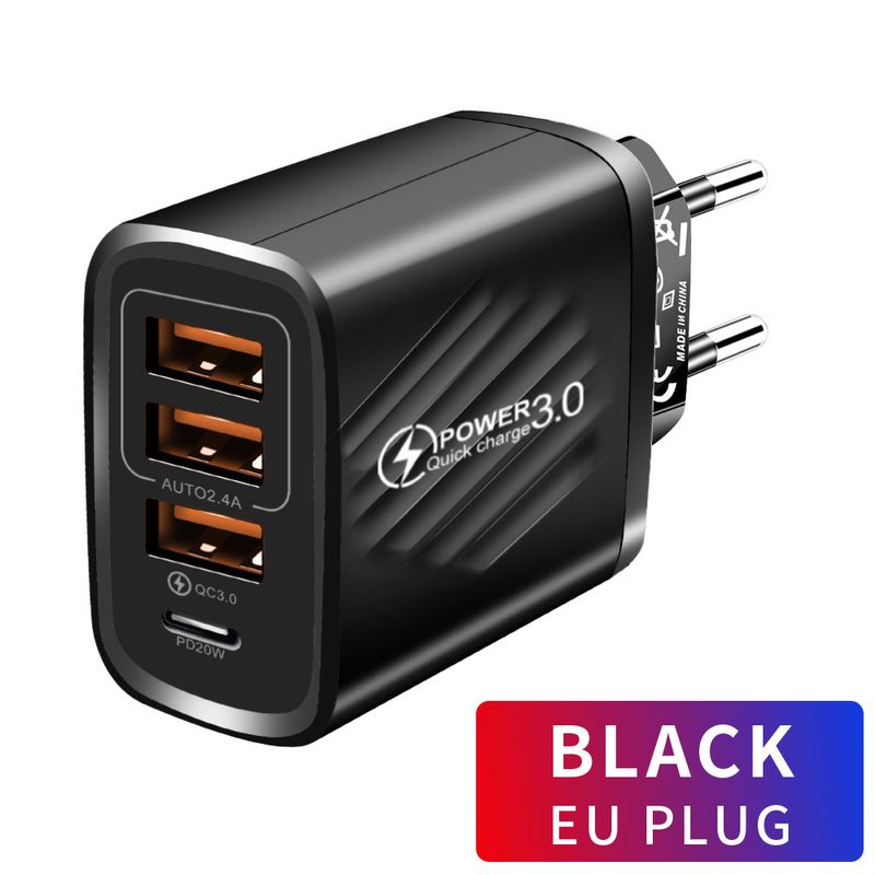 syct 3USB+PD-Ladegerät PD-Mobiltelefon-Schnellnetzteil Multi-Port A+C 3A EU US UK Direktladung_voghion.com