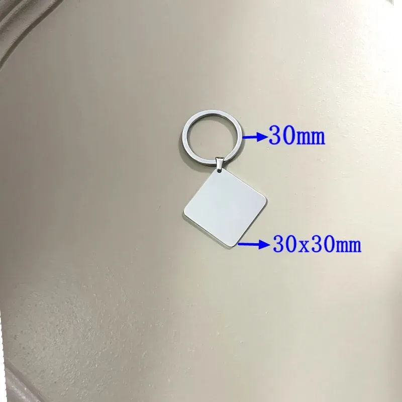 2025 304 Stainless Steel Keychain 10 Pieces Square Pendant Charm Mens Car 250418_voghion.com