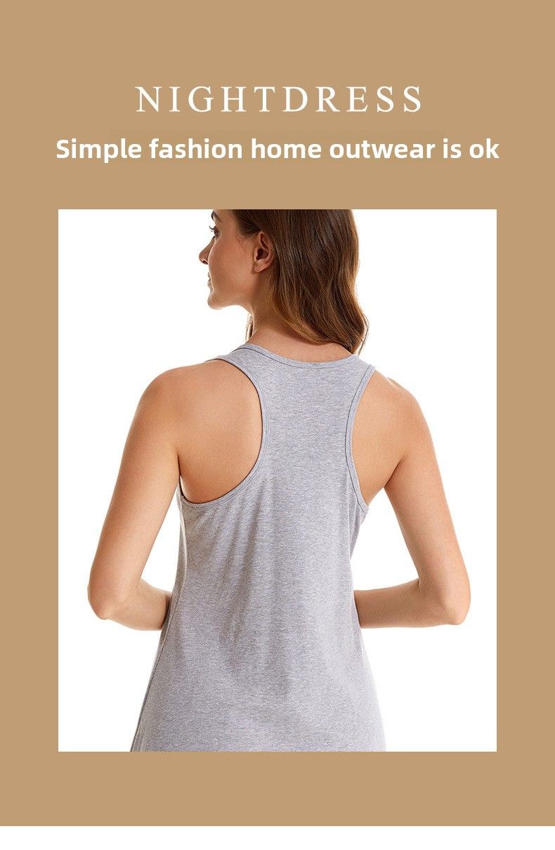 Chic And Comfortable: New Pull Frame Elastic Large Size Women’s Pure Cotton Nightgown - Vest Skirt Style, Versatile Home & Outdoor Wear_voghion.com