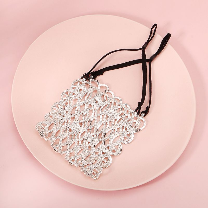 Masque facial tendance en maille creuse décorative avec strass pour discothèque, fête, célébrité sur Internet_voghion.com