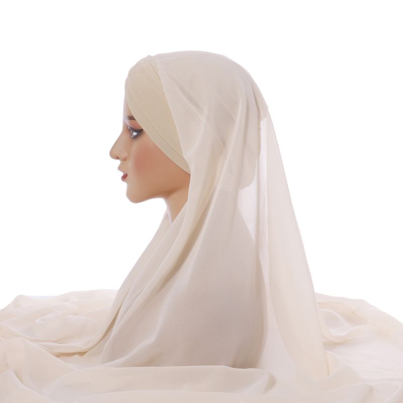 Solid Color Chiffon Headscarf – Universal All-Season Forehead Wrap (Breathable Ladies Cross Headscarf Hat)_voghion.com