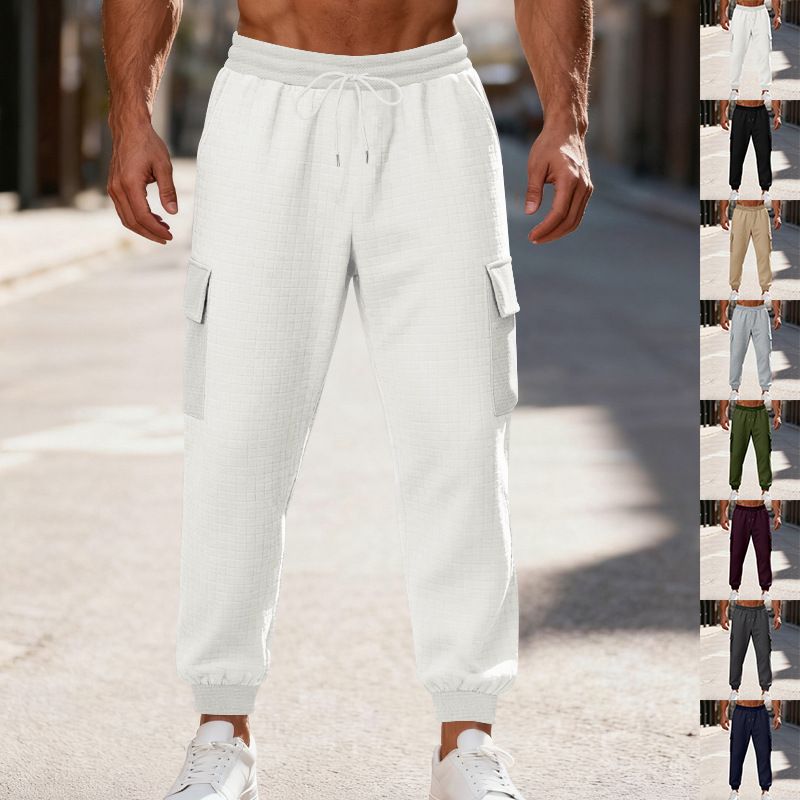 Zware flanellen cargobroek voor heren met fleecevoering - Relaxed fit joggingbroek met meerdere zakken voor werkkleding in de winter_voghion.com