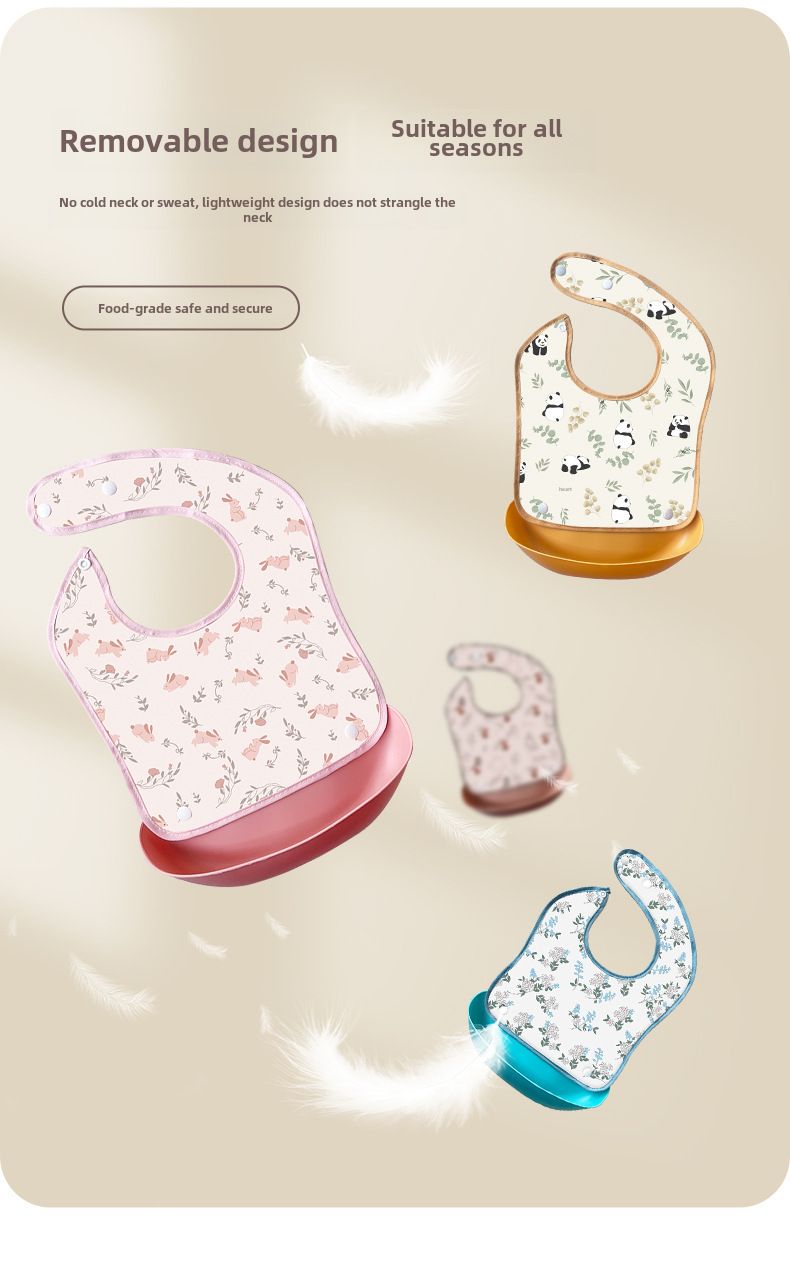 Baby eating bib for boys and girls baby complementary food food bib for children waterproof anti-dirty anti-oil artifact kindergarten bib_voghion.com