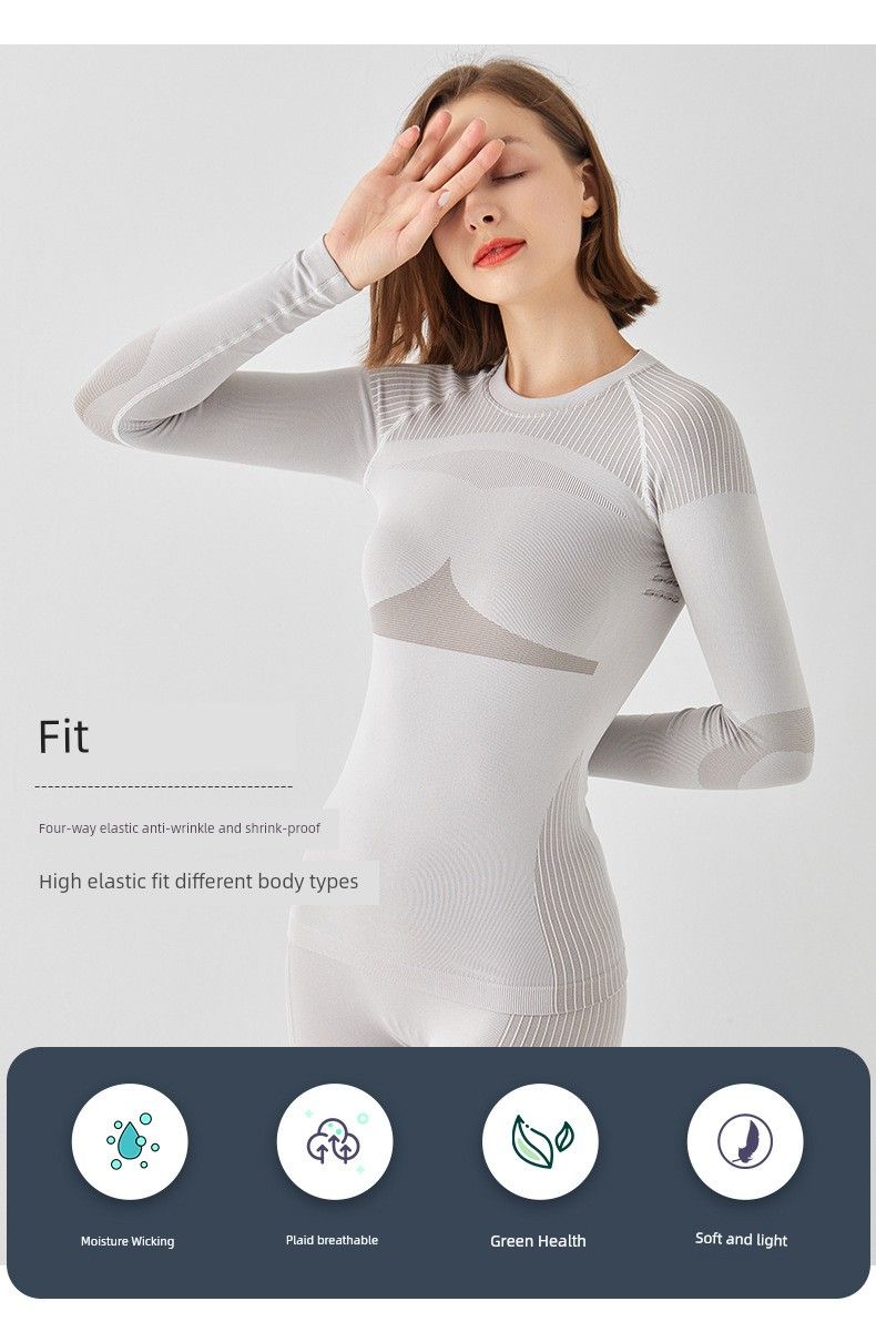 Roupas profissionais de esqui de secagem rápida Heattech função de compressão íntima feminina transpiração esportes ao ar livre_voghion.com
