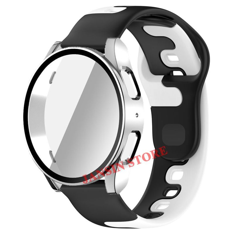 Silicone Strap+Glass Case For Samsung Galaxy Watch 7 6 5 4 40mm 44mm Two Colors Sports Band 20mm Watchband For Galaxy 7 6 Correa_voghion.com
