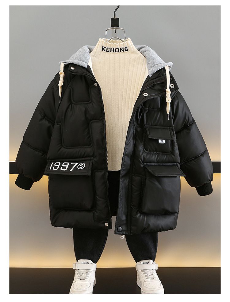 Neue Winterjacke für Jungen im koreanischen Stil aus Baumwolle für mittlere und große Kinder, verdickte und plüschige Daunenbaumwolle_voghion.com