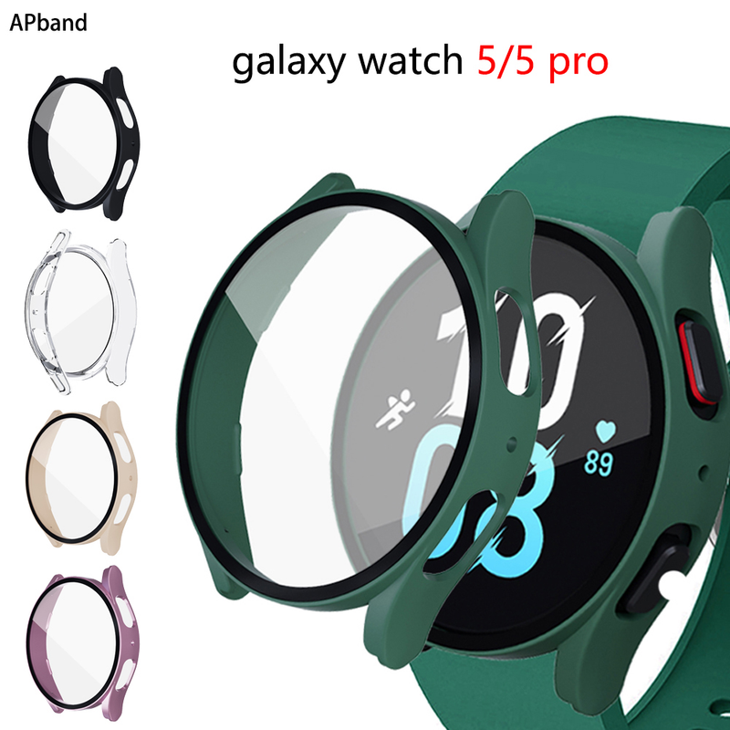 Glass+Case for Samsung Galaxy watch 5 4 44mm 40mm Accessorie PC all-around Anti-fall bumper cover watch5 watch4 Screen protector_voghion.com