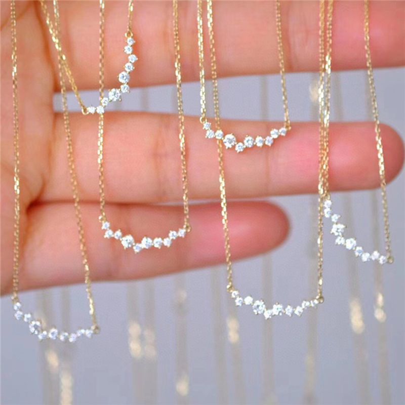 Färdigt lager AIDE Arc Chocker Halsband Plata String Sier Kvinnor Brilliant Smile Bar Cubic Zirconia Hänge Julfest Fint_voghion.com