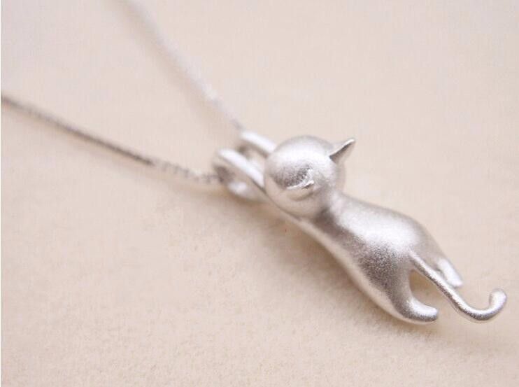 Pronta consegna, popolare Sterg Sier Jewelry coreano moda semplice animale carino gattino catena clavicola ciondolo collane gatto XL003_voghion.com