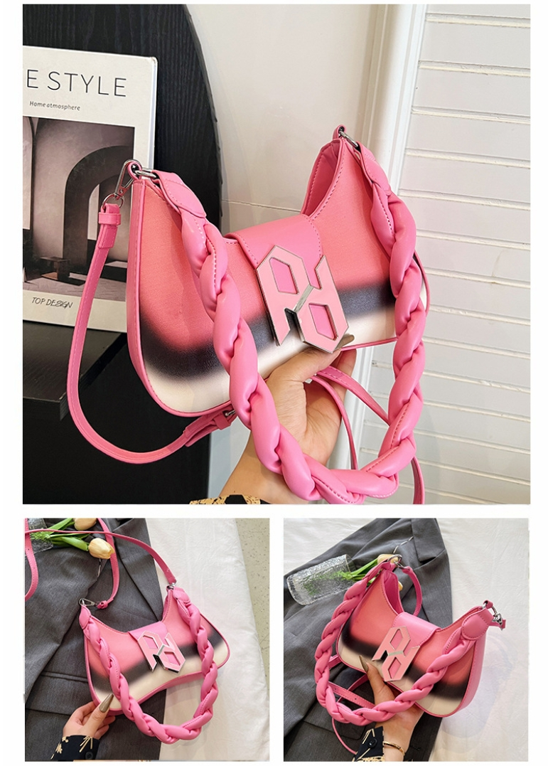 2023 new trendy texture shoulder bag fashion color contrast woven twist shoulder strap underarm bag_voghion.com