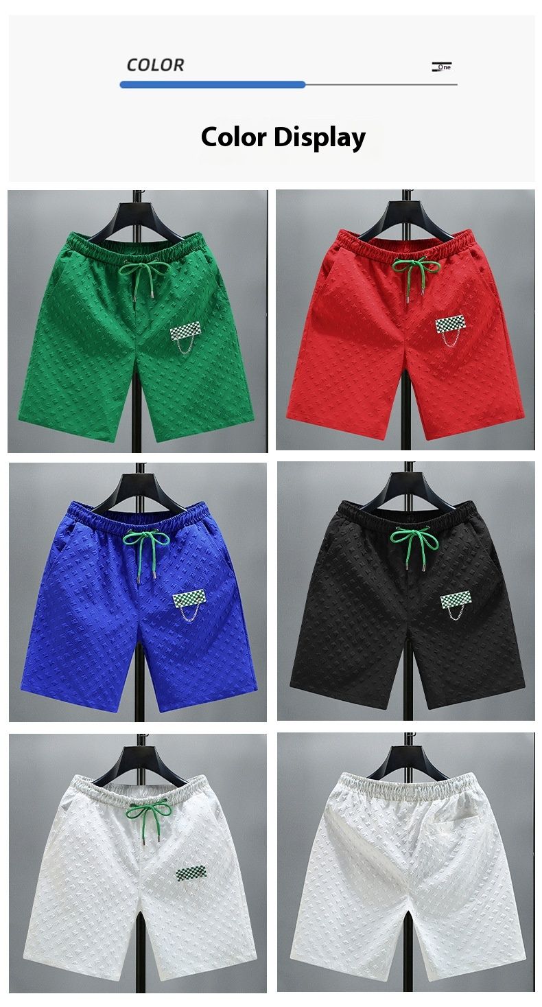 2024 New Summer Shorts Sports and Casual Couples Knitted Capris Men's Loose Large Beach Pants_voghion.com