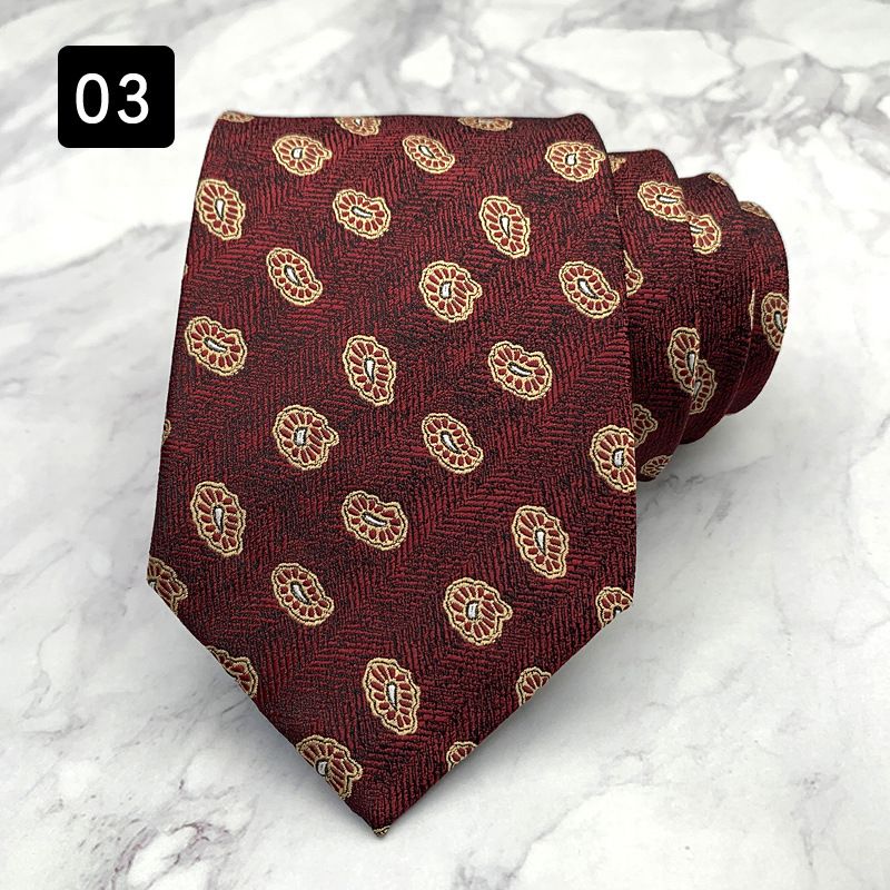 Tie For Men Formal Suit Accessory Fashion Paisley Cashew Pattern Hand-Knotted Wide Version 8CM_voghion.com