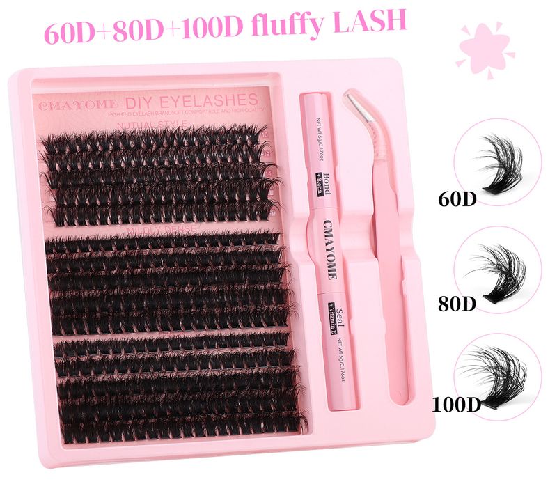 False Eyelashes Segmented Single Cluster DIY False Eyelash Extension Kit 3D Natural Fluffy Thick Curled Eyelashes_voghion.com