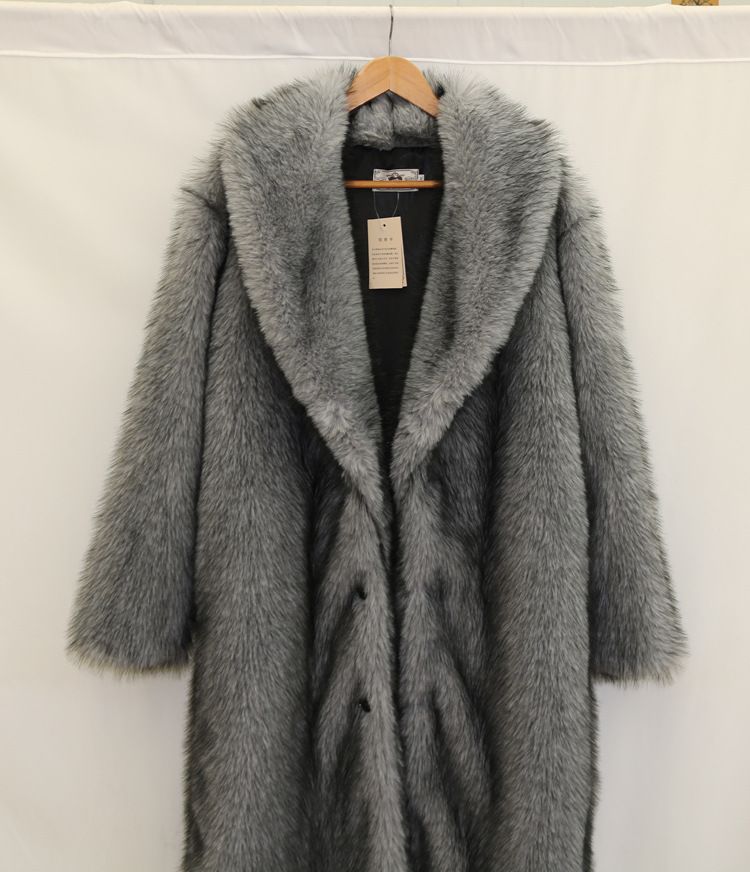 Women's Clothing Women's Faux Fur Coat - Long Plush Teddy Jacket With Scarf Collar_voghion.com
