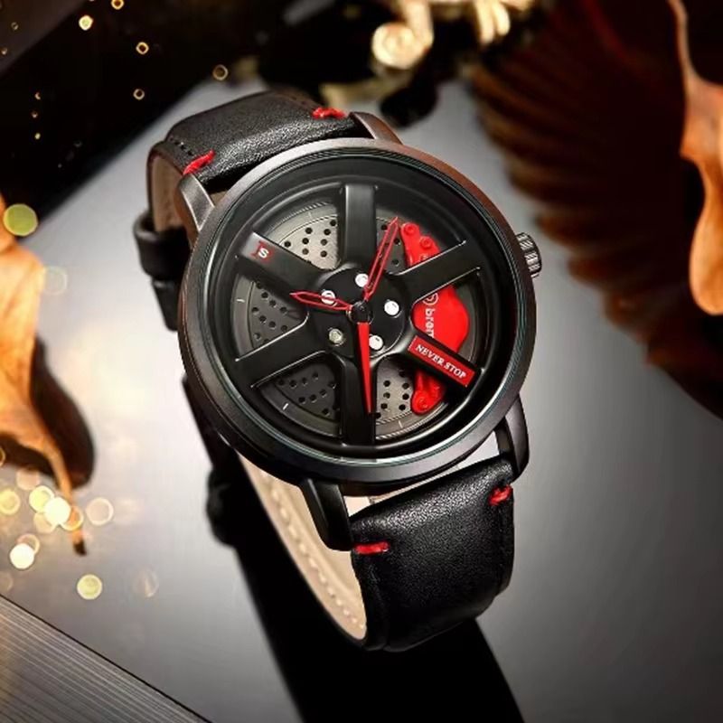 Car Hub 360° Rotation Watches Wheel Watch Outline Men's Watch With Box_voghion.com