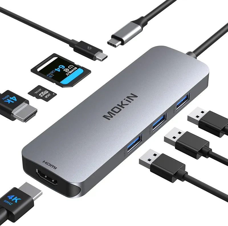 MOKiN USB C Hub Docking Station Multiport With HDMI 4K, DP, 100W PD, SD/TF, RJ45 For MacBook Air/Pro, IPad M1/M2, Thunderbolt_voghion.com