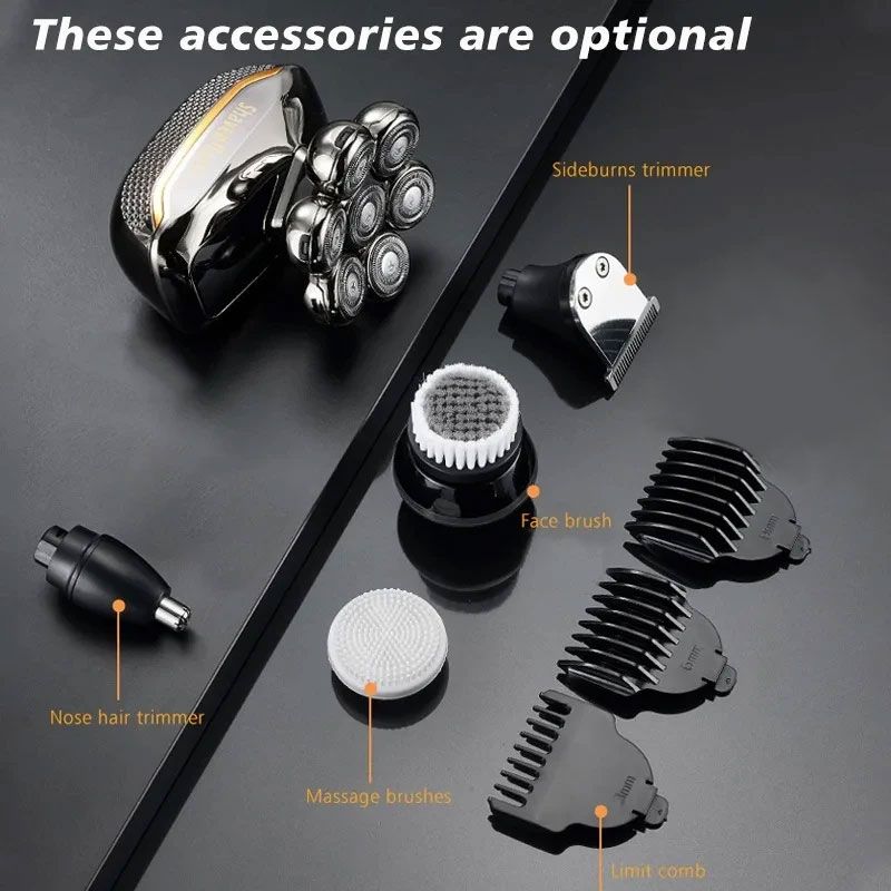 7D 5 In 1 Mens For Wet & Dry Waterproof Bald Head Shaver Electric Shavers Men_voghion.com