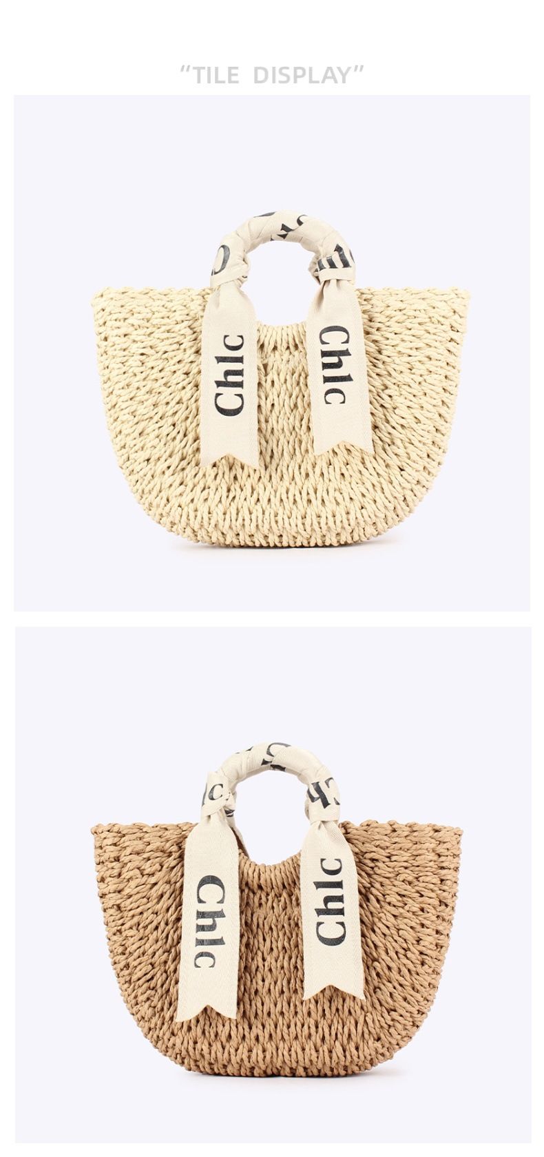 Bags Letter Silk Scarf Wrap Outing Holiday Moon Solid Color Paper Rope Hand Held Woven Women's Bag_voghion.com
