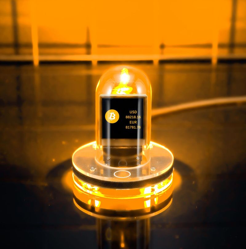 Retro Nixie Tube-Style Smart Clock – Bitcoin Ticker & Weather Display With Page-Turning Animation Night Light_voghion.com