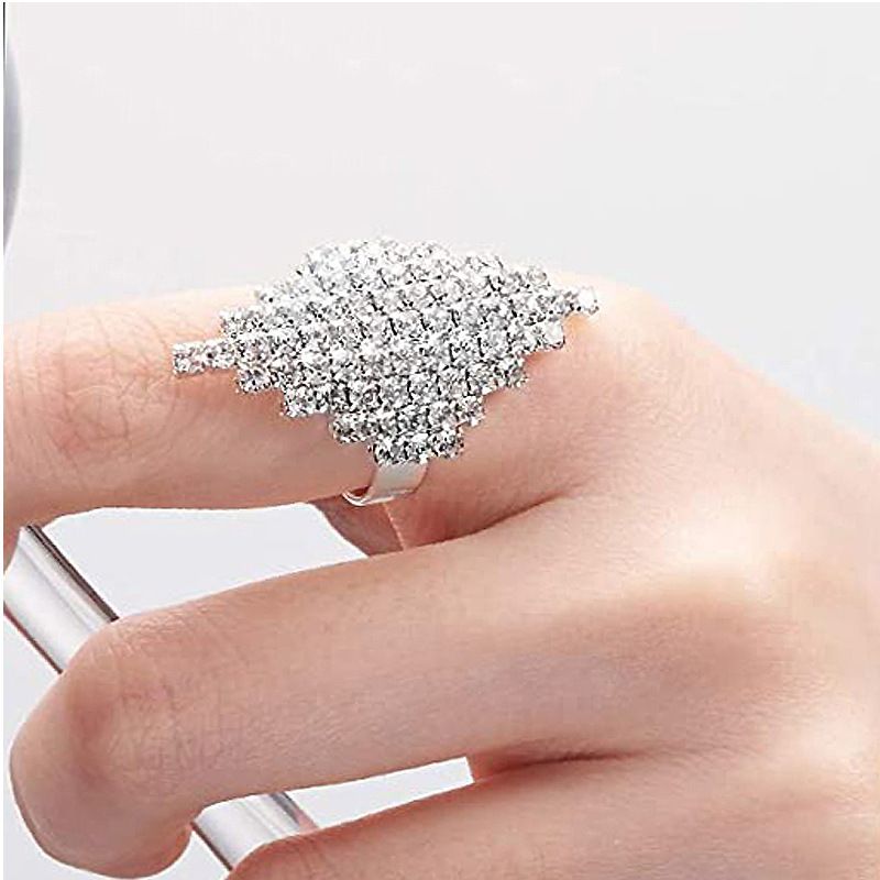 Set di gioielli da donna con collana di strass, orecchini, bracciale, anello e pochette per matrimoni, feste e serate, composto da cinque pezzi._voghion.com