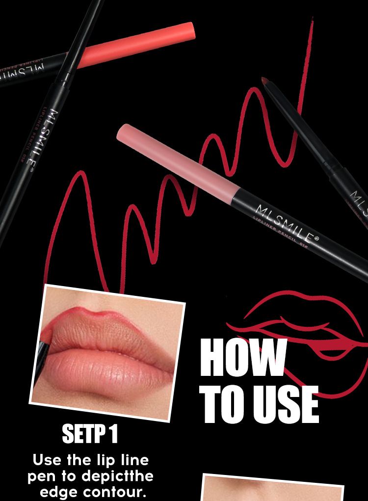 Automatic Rotating Set Waterproof Non-Stick Cup Long-Lasting Matte Lipstick Pen Outline Shape Lip Liner_voghion.com