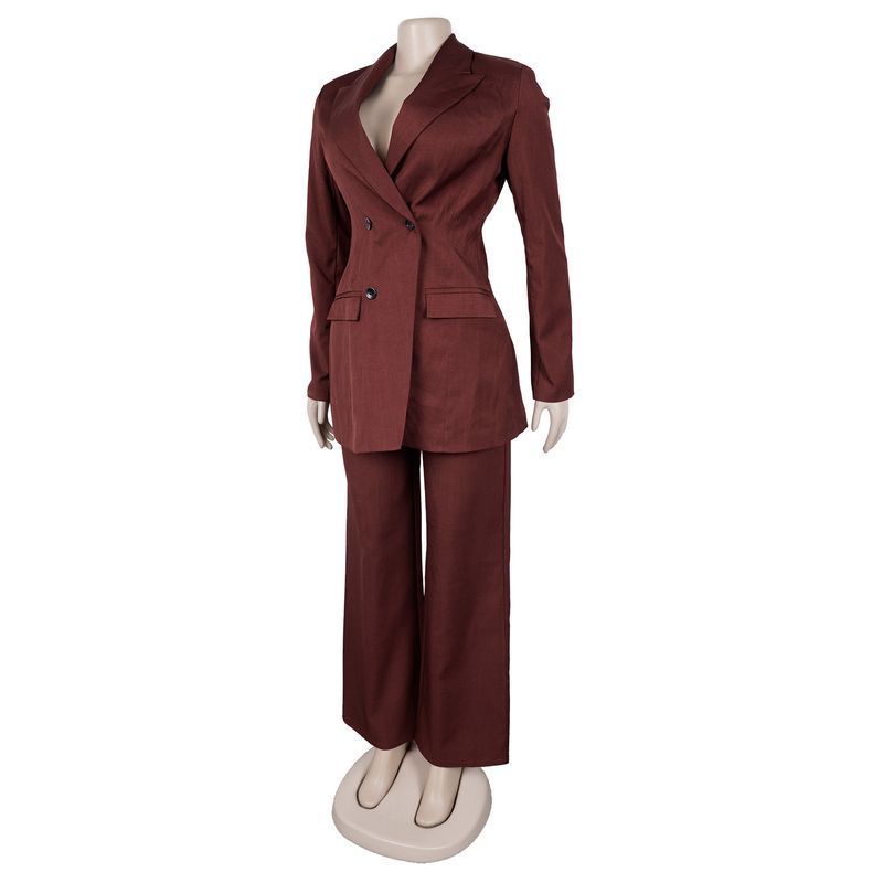 Elegantes Büroanzug-Set für Damen – Slim-Fit-Blazer und Hose mit hoher Taille für den beruflichen Weg zur Arbeit (Marineblau, Weinrot, Blaugrün)_voghion.com