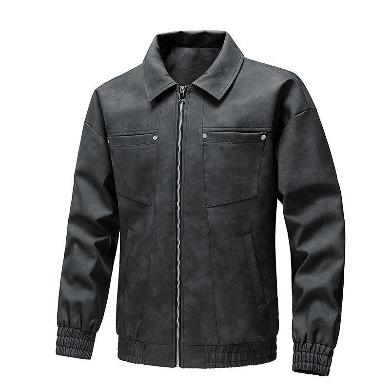 Herren Lederjacke Motorrad Rennanzug Stehkragen Herrenjacke_voghion.com