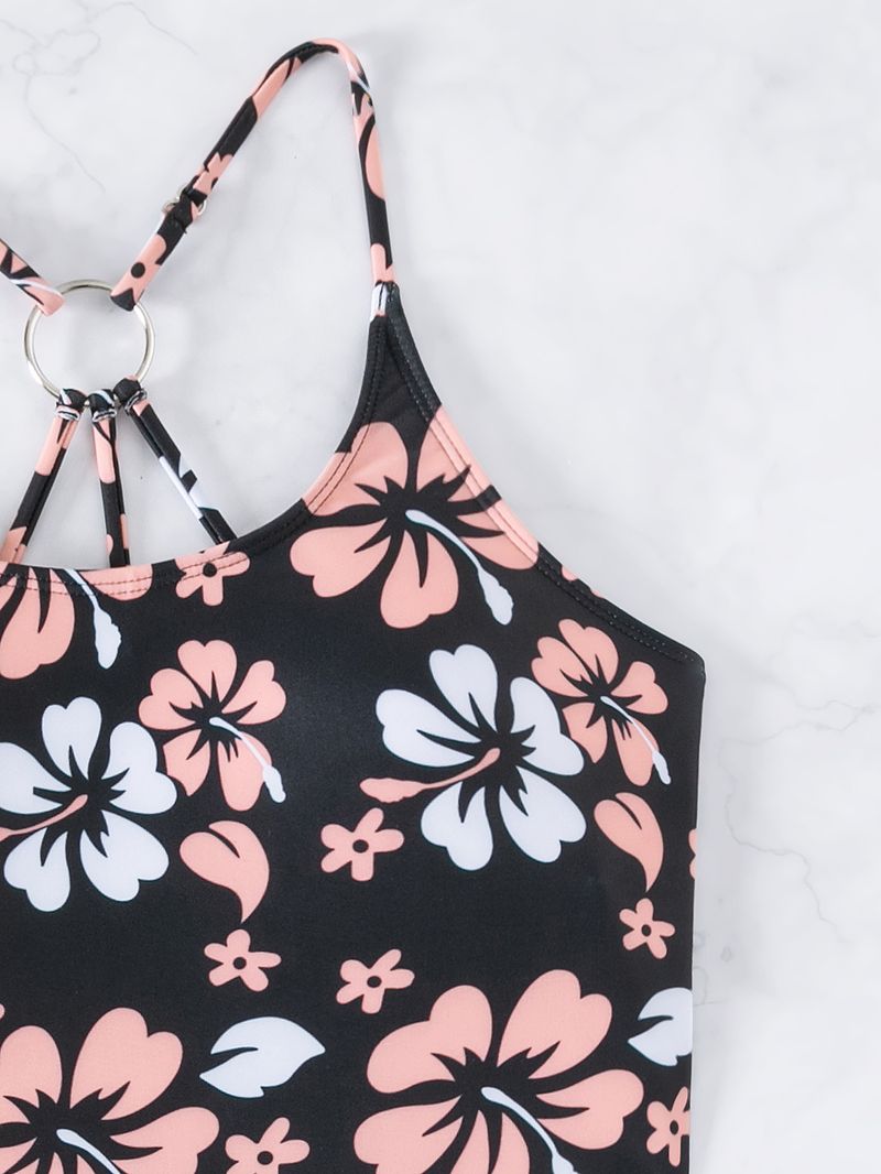 Ženska oblačila Tankini Tisk Boksarice z visokim pasom Konzervativne bikini Razcepljene kopalke Kopalke_voghion.com