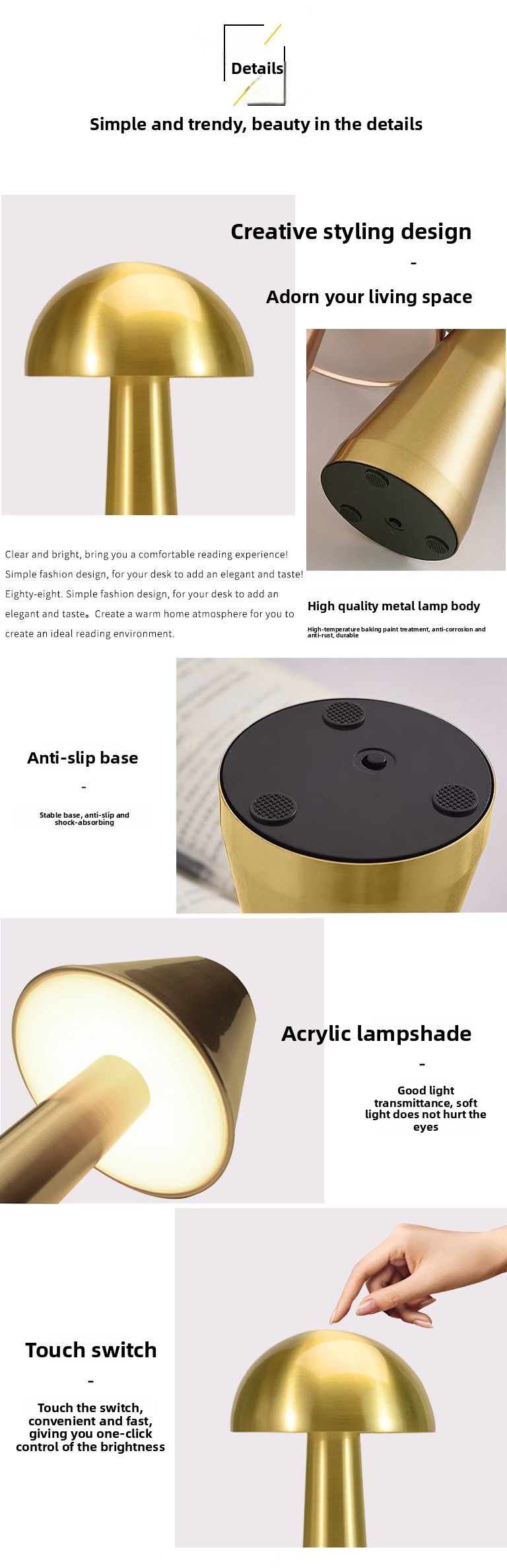 Dumbbell Rechargeable Creative Dining Hotel Bar Outdoor USB Night Light Decorative Table Lamp_voghion.com