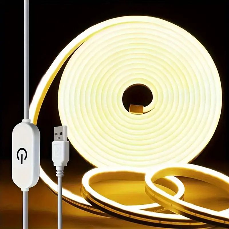 Fita de LED neon com sensor de toque, USB DC 5V, regulável, flexível, silicone, à prova d'água, para decoração de casa e ambientes externos_voghion.com